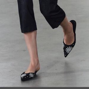 Elegant Zara Black Embellished Women's Mules